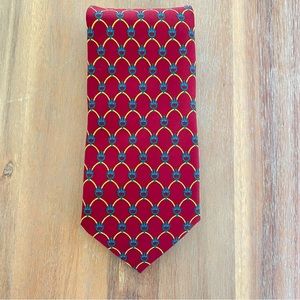 Men's Seta Silk Red and Gold Patterned Tie